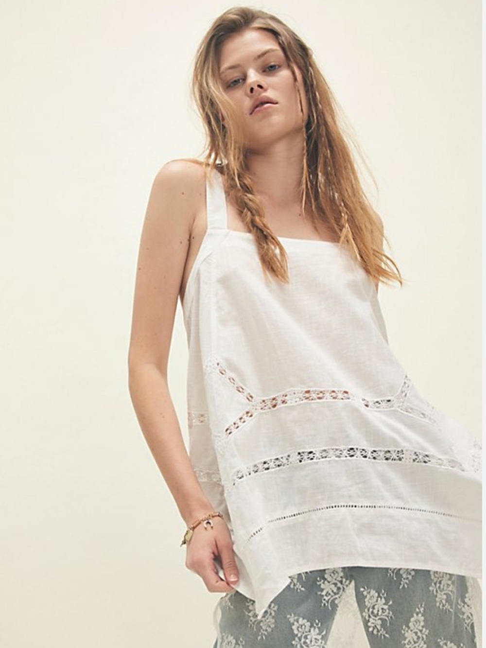 Free People Charlotte Clean Ivory Linen Tunic
